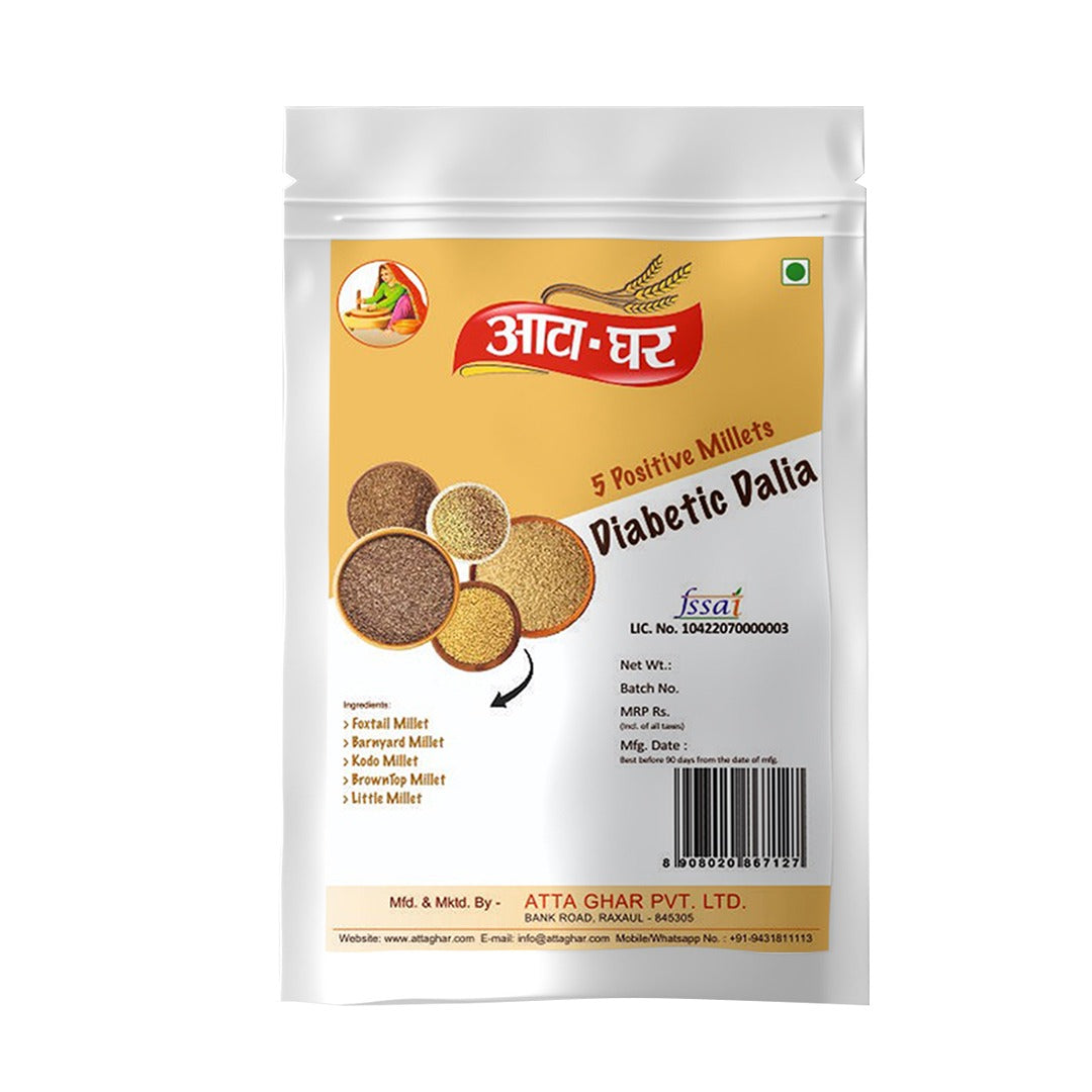 Atta-Ghar Diabetic Dalia (Mix of 5 positive millets), 2 kg - Pack of 4 * 500 grams