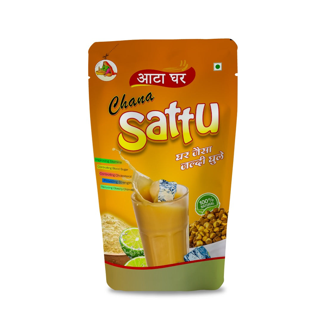 Atta-Ghar Channa Sattu, 2 kg - Pack of 4 * 500 grams