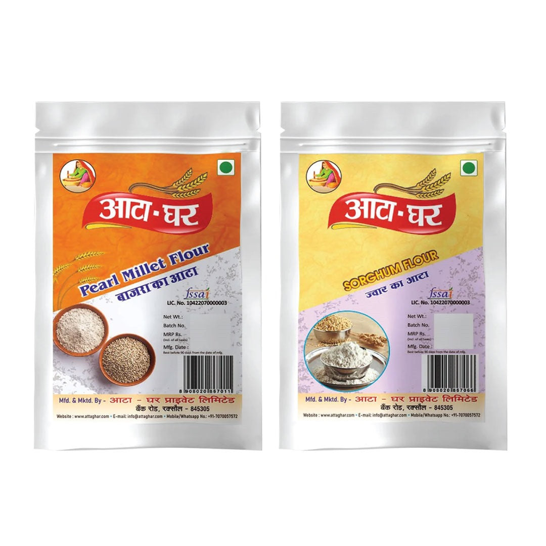 Atta-Ghar Combo of Bajra and Jowar Flour, 1 kg each