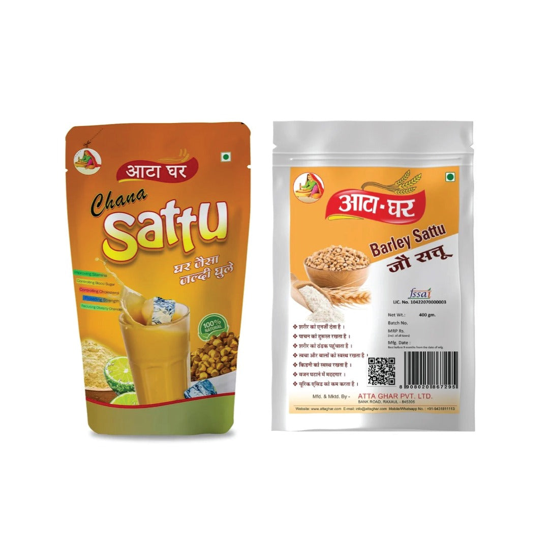 Atta-Ghar Combo of Channa Sattu and Jaw Sattu, 1 kg each