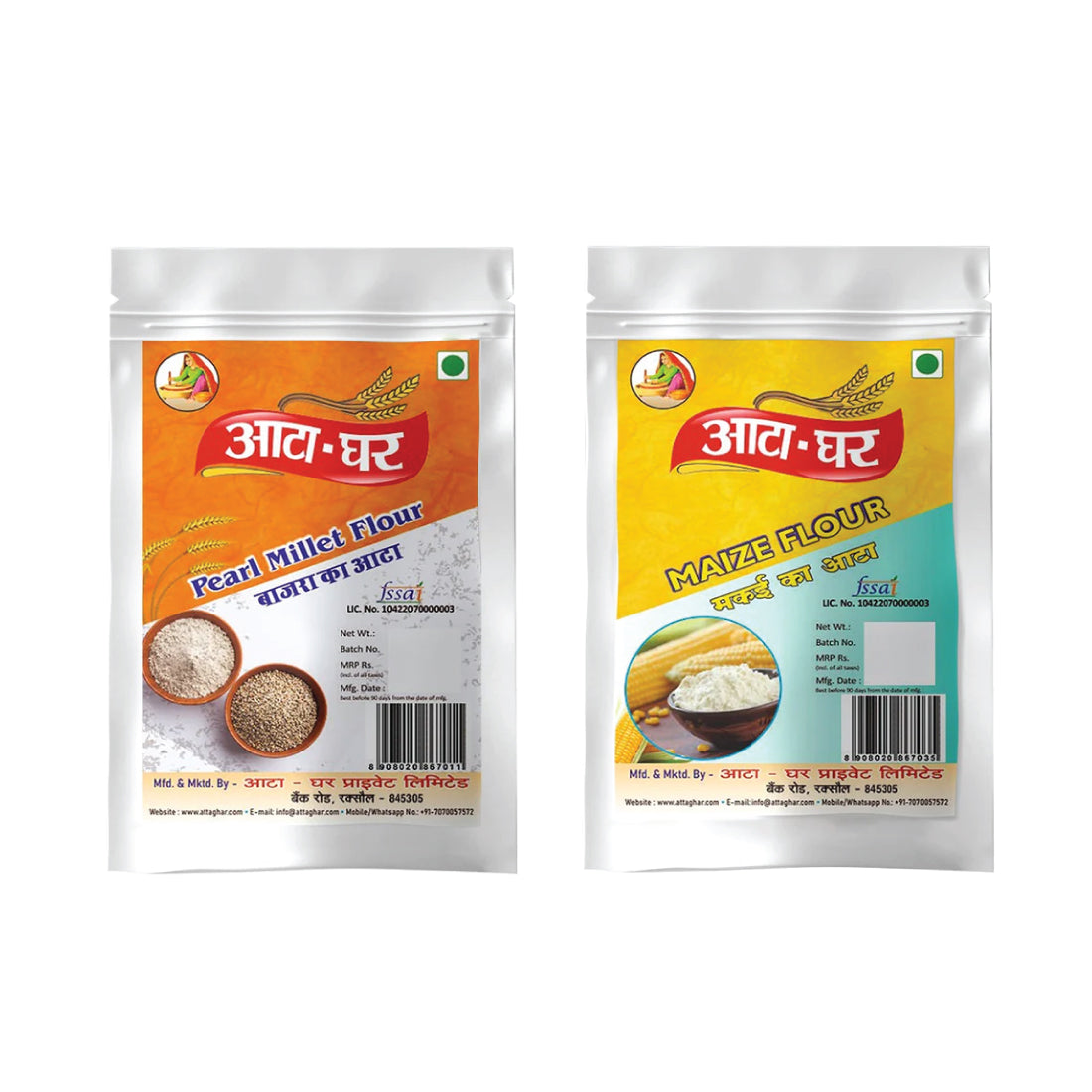 Atta-Ghar Combo of Bajra and Maize Flour, 1 kg each