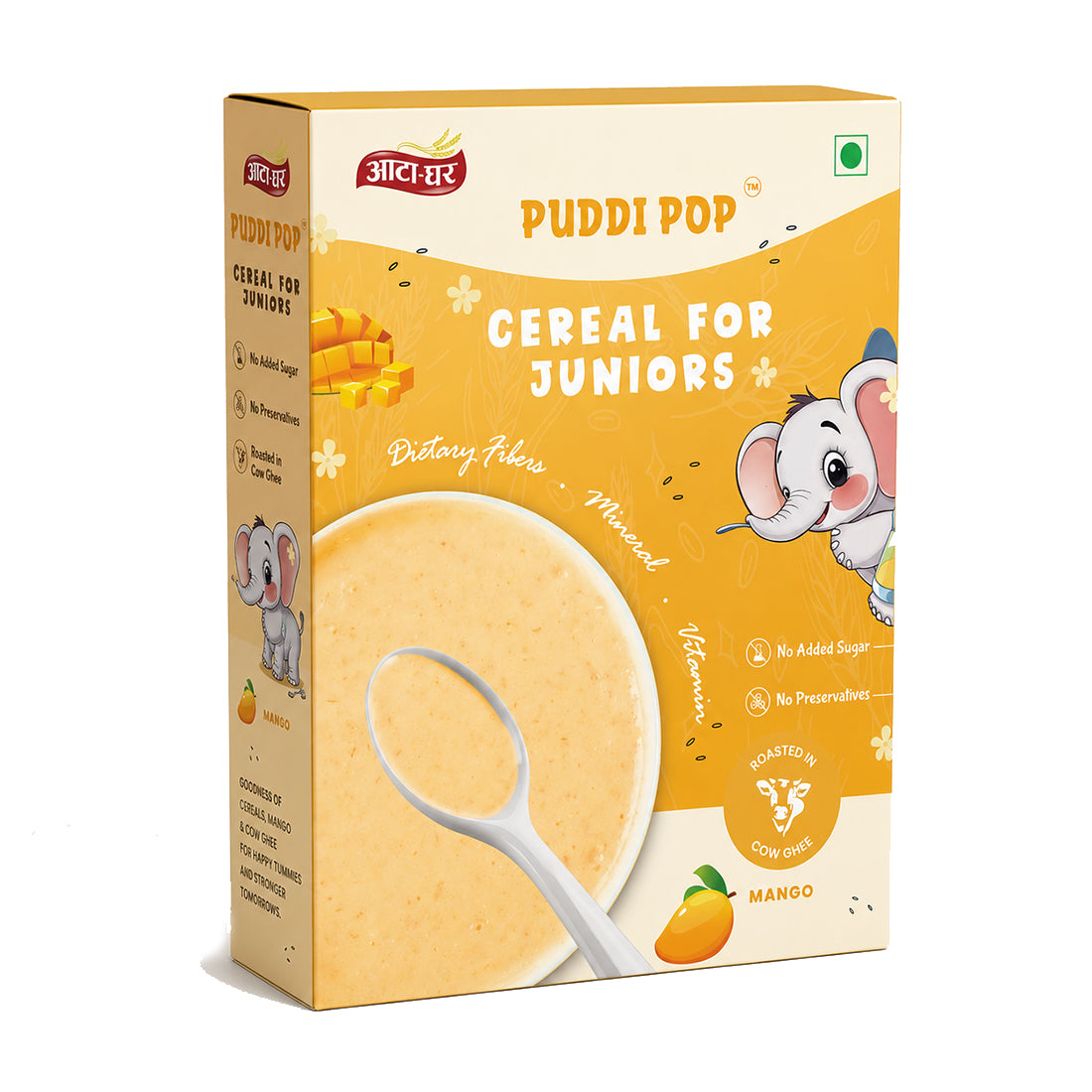 Puddi Pop Mango - Nutritious Cereal for Baby | Millet Based | Roasted in Cow Ghee | No Added Sugar