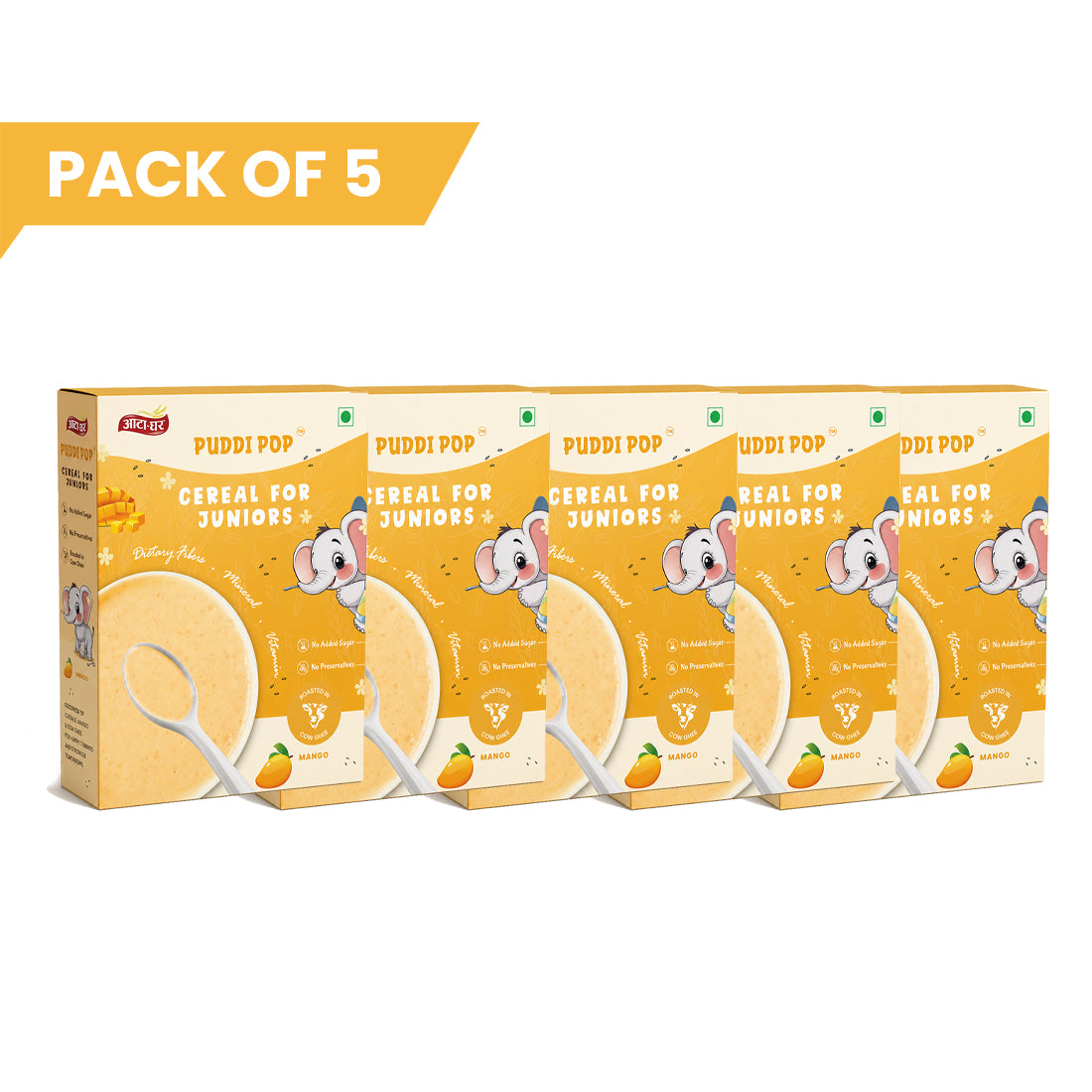 Puddi Pop Mango - Nutritious Cereal for Baby | Millet Based | Roasted in Cow Ghee | No Added Sugar