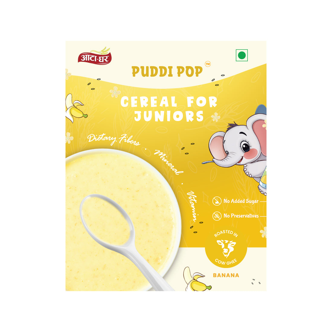 Puddi Pop Banana - Nutritious Cereal for Baby | Millets based | Roasted in Cow Ghee | No Added Sugar