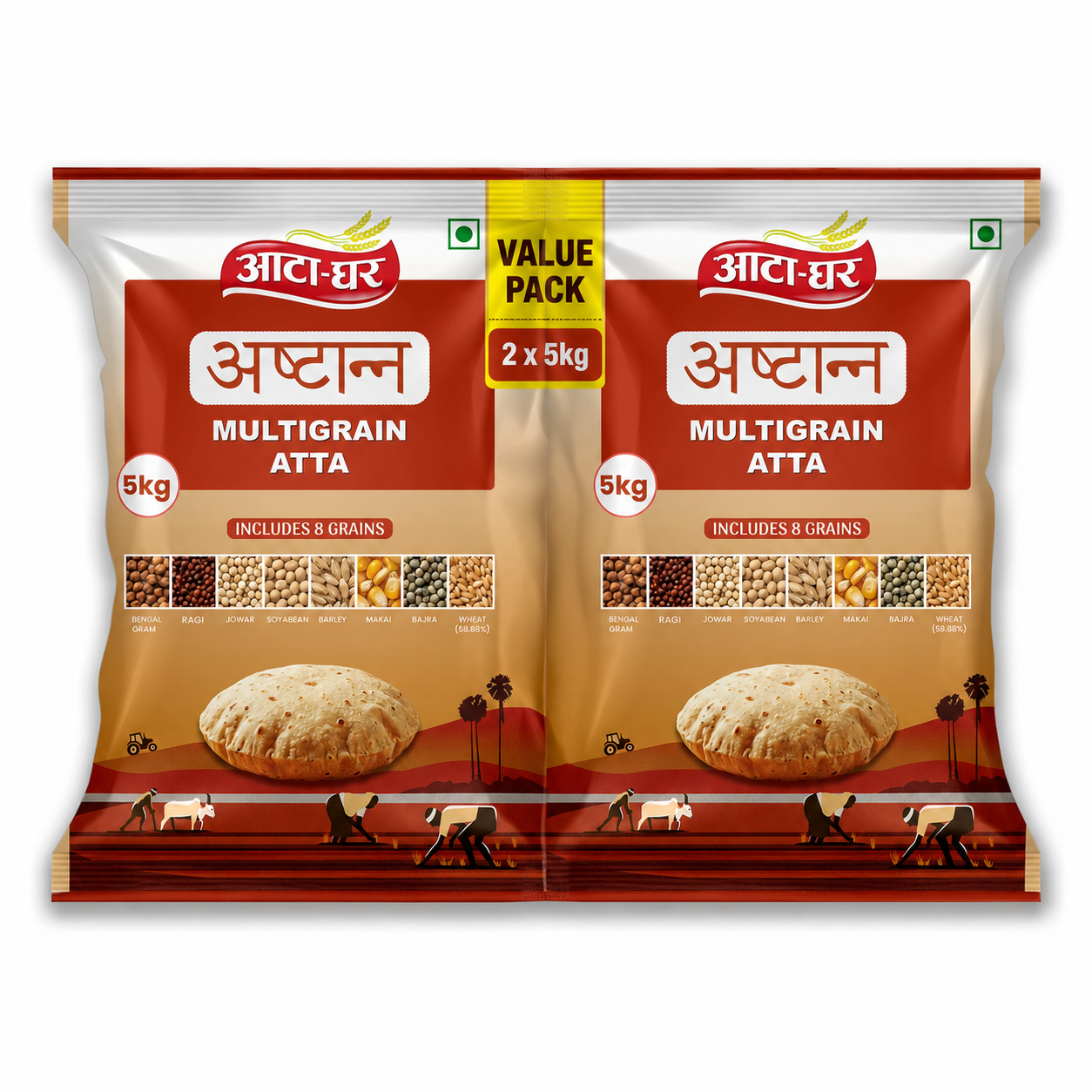 Atta-Ghar Ashtanna Multigrain Atta, 5 kg