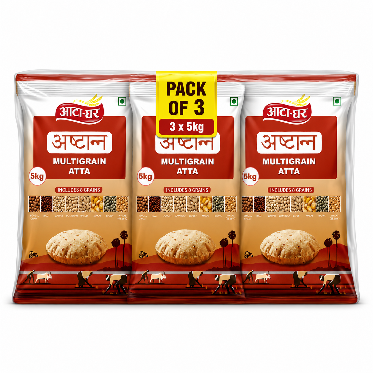 Atta-Ghar Ashtanna Multigrain Atta, 5 kg