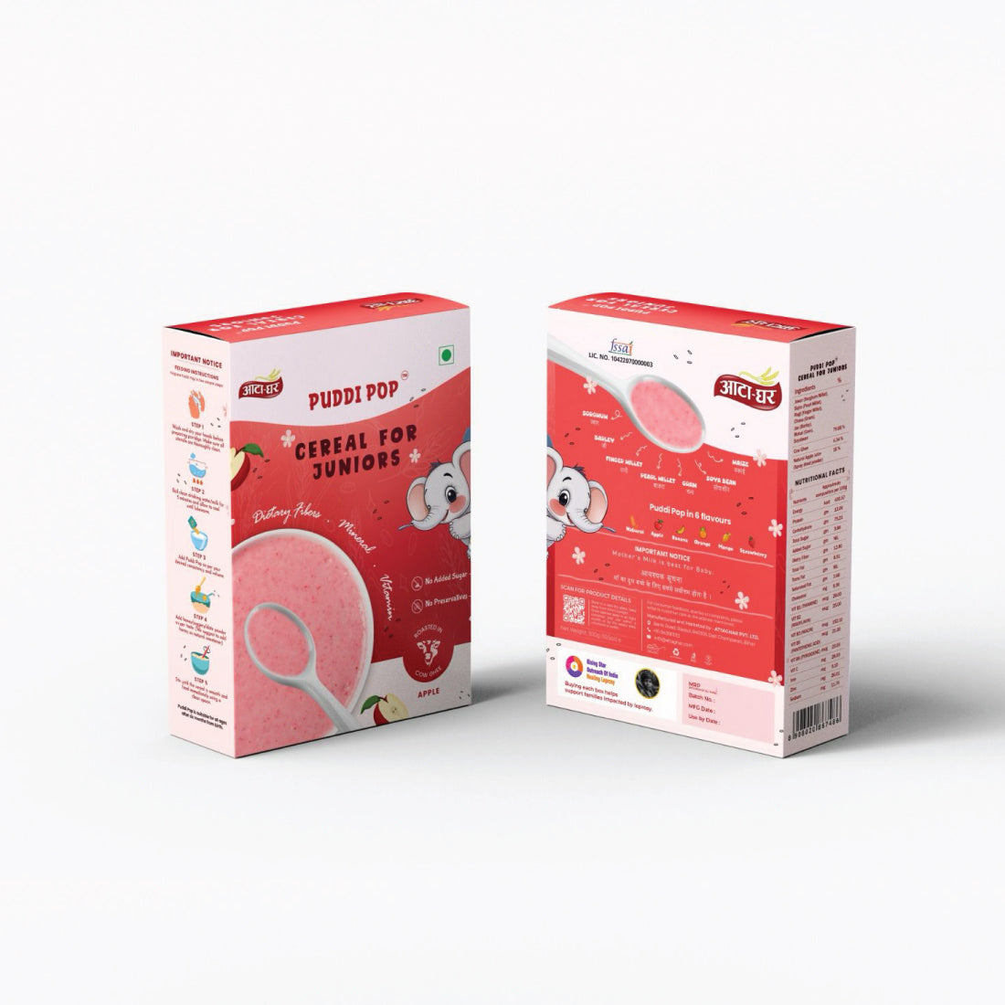 Puddi Pop Apple - Nutritious Cereal for Baby | Millets based | Roasted in Cow Ghee | No Added Sugar