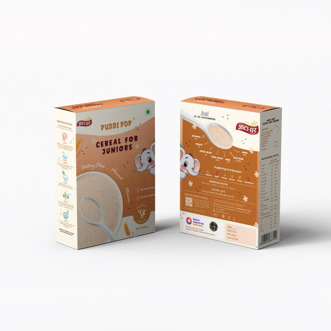 Puddi Pop Natural - Nutritious Cereal for Baby | Millets based | Roasted in Cow Ghee | No Added Sugar